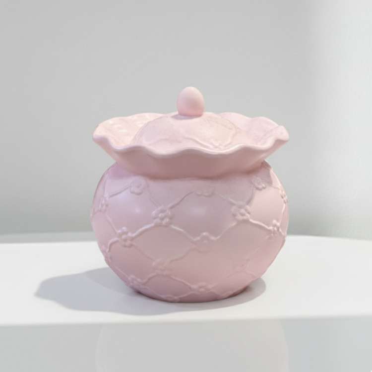 قالب قندان سیلیکونی مدل لوتوس گلدار با درب موجدار