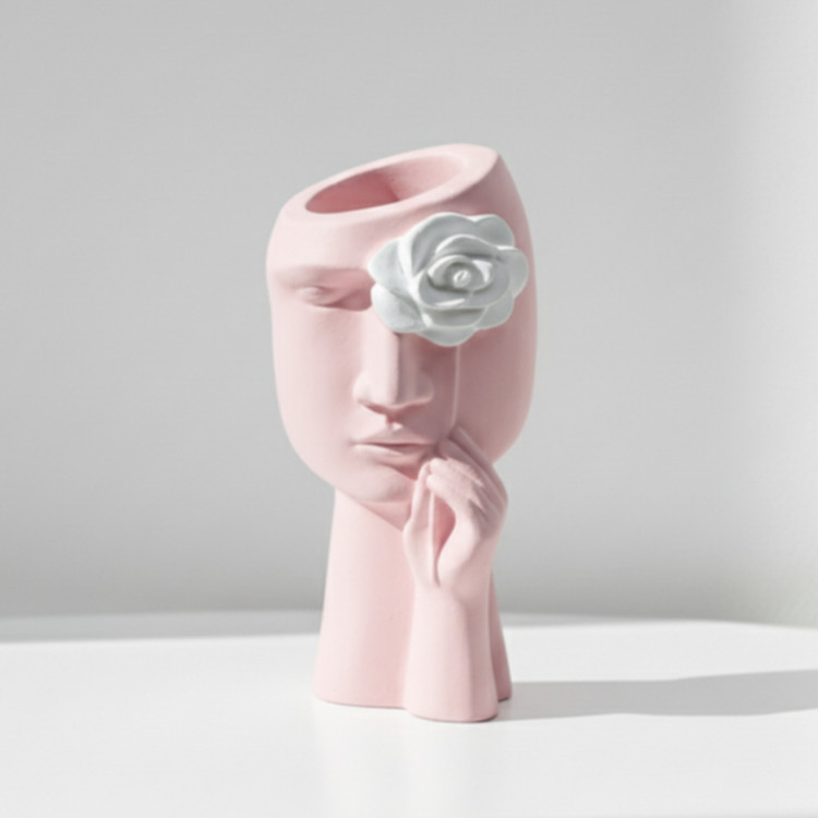 قالب گلدان مدل چهره یا رخ ارتفاع ۱۲ سانت مناسب سنگ مصنوعی