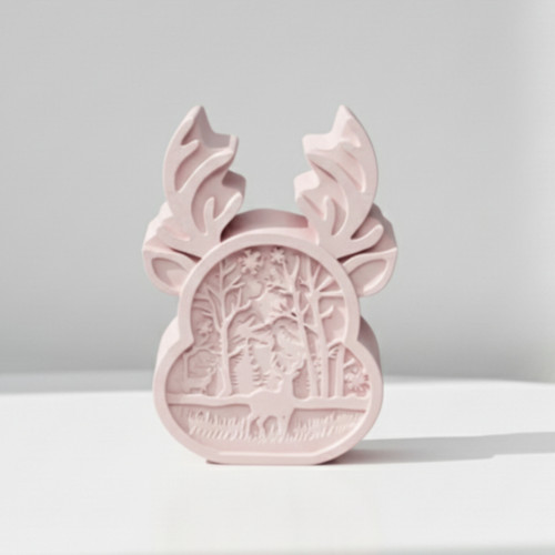 قالب سیلیکونی کتیبه مدل گوزن مخصوص شمع و سنگ مصنوعی، ارتفاع ۱۲ سانت