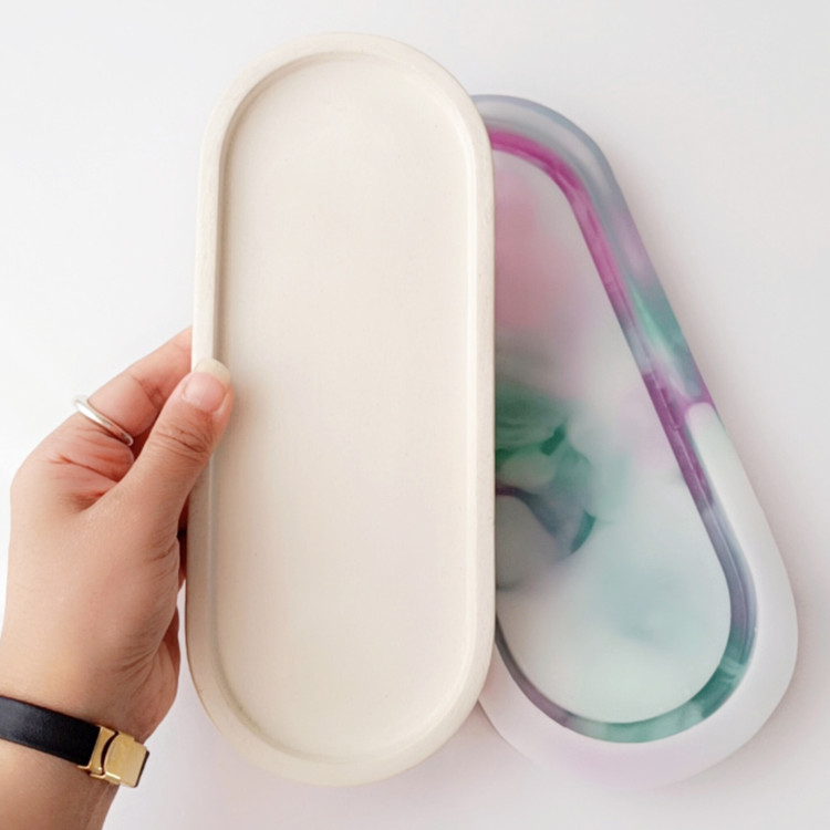 قالب سیلیکونی سینی دکوراتیو مدل بیضی ۲۴ سانت