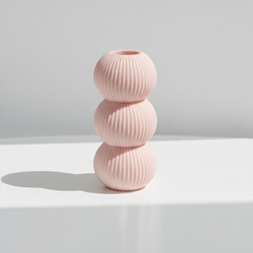 قالب سیلیکونی گلدان مدل توپی شیاردار، ارتفاع ۱۴ سانت