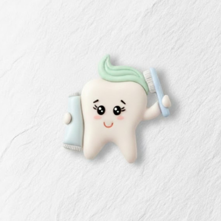 قالب گیفت دندونی مدل دندان با مسواک و خمیردندان