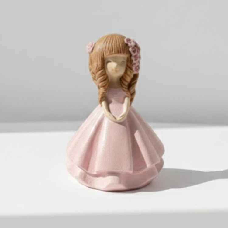 قالب سیلیکونی دختر با موهای بلند و پیراهن پفی