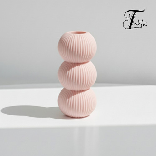 قالب سیلیکونی گلدان مدل توپی شیاردار، ارتفاع ۱۴ سانت