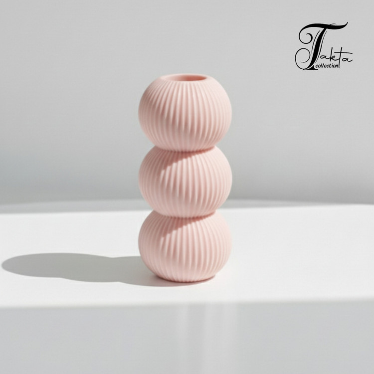 قالب سیلیکونی گلدان مدل توپی شیاردار، ارتفاع ۱۴ سانت