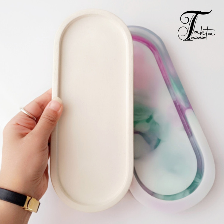 قالب سیلیکونی سینی دکوراتیو مدل بیضی ۲۴ سانت